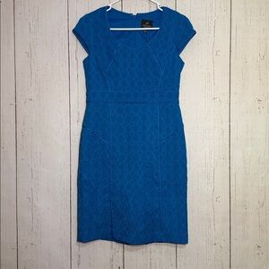 Adrianna Papell Womens Cap Sleeve Textured Sheath Dress Turquoise Blue size 4P